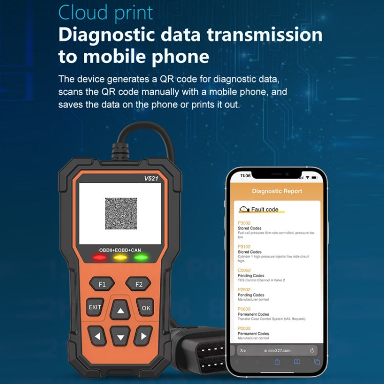 Multifunctional OBD Vehicle Fault Diagnostic Instrument Performance Test - Orange