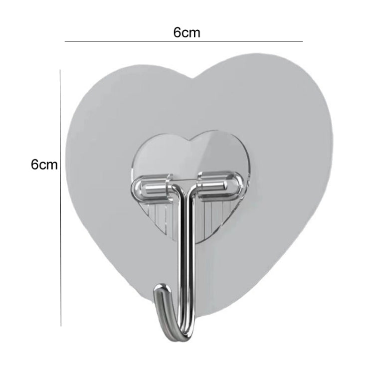 10pcs Transparent Self Adhesive Heart-shaped Hooks Door Wall Multi-Function Key Storage Hanger