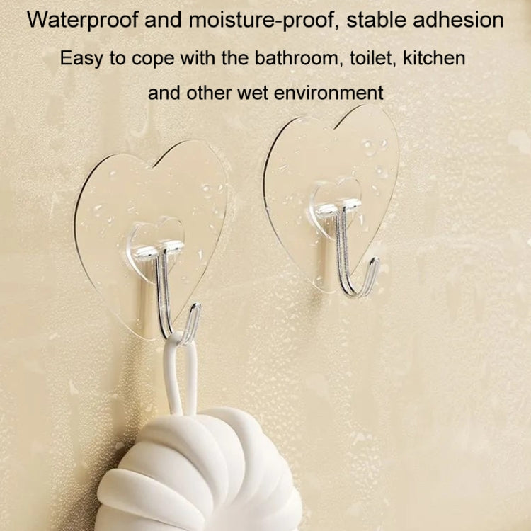 10pcs Transparent Self Adhesive Heart-shaped Hooks Door Wall Multi-Function Key Storage Hanger
