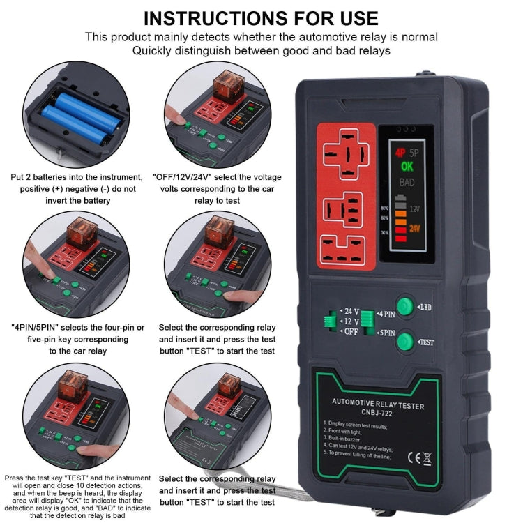 12V/24V 4 Pin 5 Pin Automotive Relay Tester - CNBJ-722