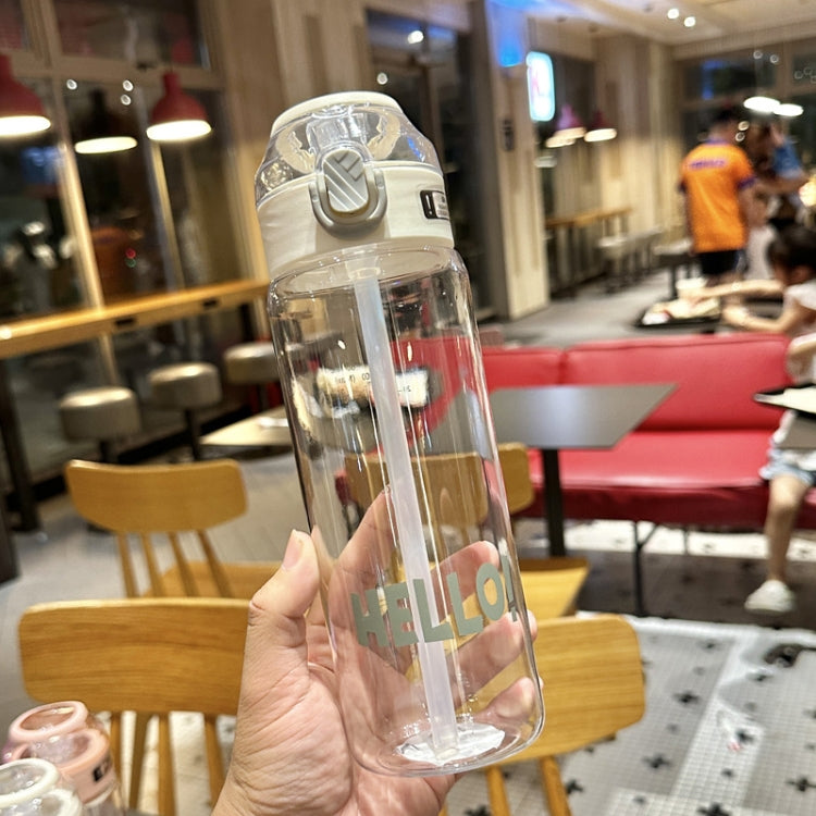 Student Portable Bouncing Straw Large Capacity Drop Resistant Plastic Cups, Style: 800ml White