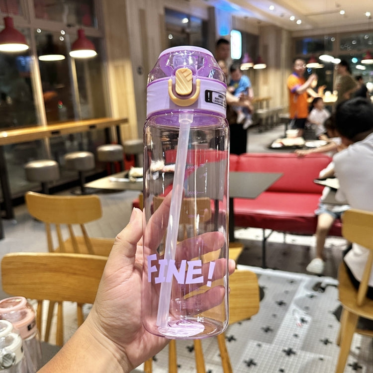 Student Portable Bouncing Straw Large Capacity Drop Resistant Plastic Cups, Style: 800ml Purple