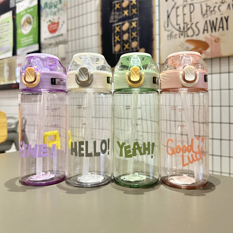 Student Portable Bouncing Straw Large Capacity Drop Resistant Plastic Cups, Style: 650ml Purple