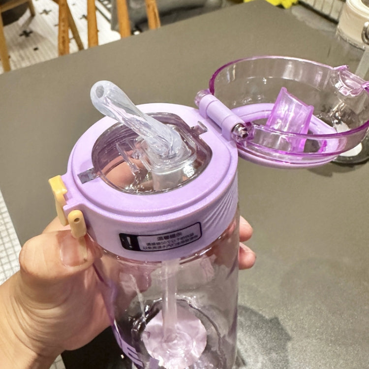 Student Portable Bouncing Straw Large Capacity Drop Resistant Plastic Cups, Style: 800ml White