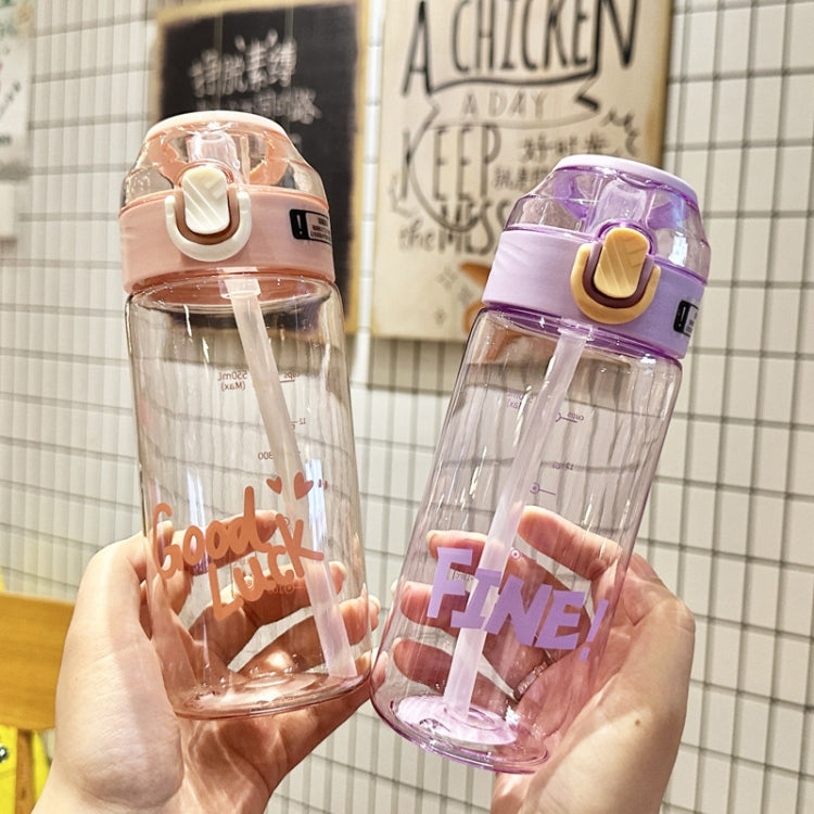 Student Portable Bouncing Straw Large Capacity Drop Resistant Plastic Cups, Style: 650ml Purple