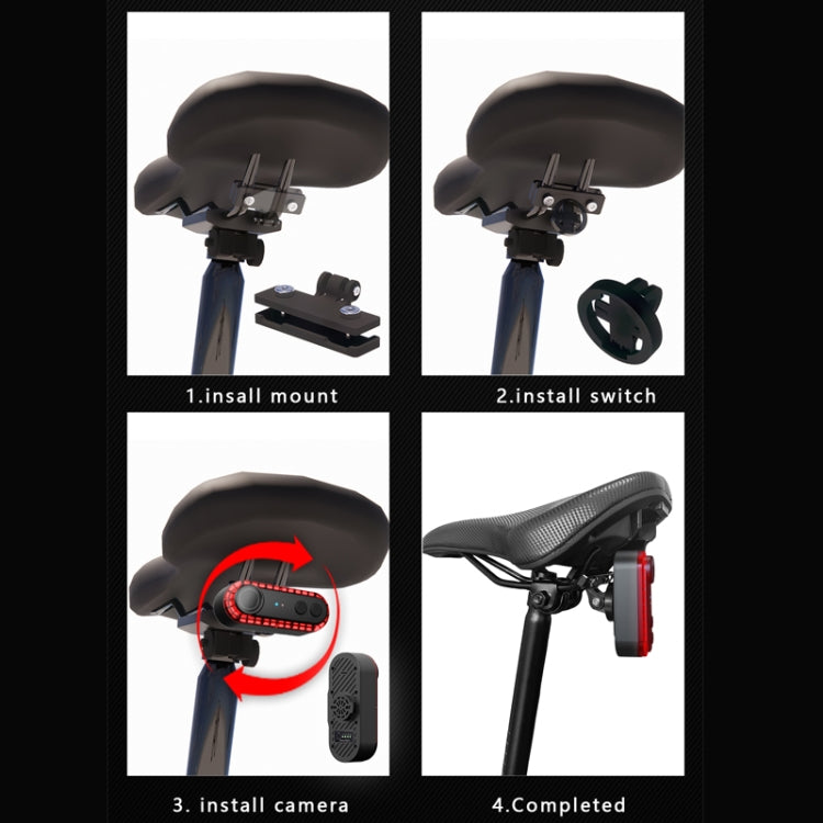 Bike Warning Tail Light 1080P WiFi Camera Recorder Waterproof Bicycle Rear Light for Riding Cycling, Spec: Rearview Mirror Mount