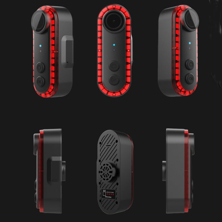 Bike Warning Tail Light 1080P WiFi Camera Recorder Waterproof Bicycle Rear Light for Riding Cycling, Spec: Strap Mount
