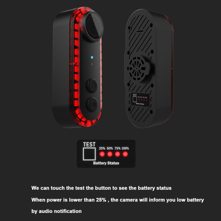 Bike Warning Tail Light 1080P WiFi Camera Recorder Waterproof Bicycle Rear Light for Riding Cycling, Spec: Rearview Mirror Mount