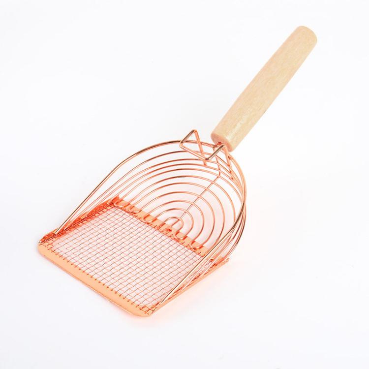 Metal Cat Litter Scoop Partition Filter Shovel Pet Care Cleaning Tool, Color: Round Rose Gold