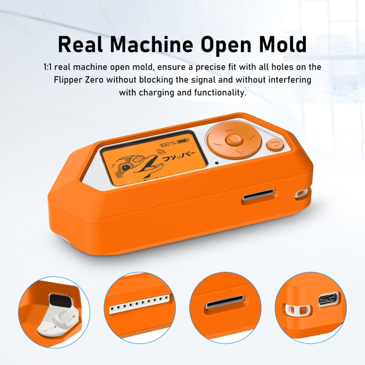 For Flipper Zero Electronic Pet Silicone Full-Cover Protective Case - Orange