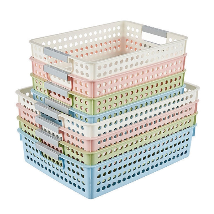 Plastic Storage Basket Desktop Sundry Organizer Frame Toys Kitchen Snacks Storage Box, Style: Deep Large White