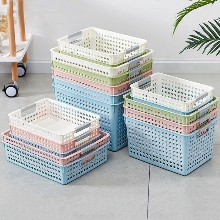 Plastic Storage Basket Desktop Sundry Organizer Frame Toys Kitchen Snacks Storage Box, Style: Deep Medium Blue