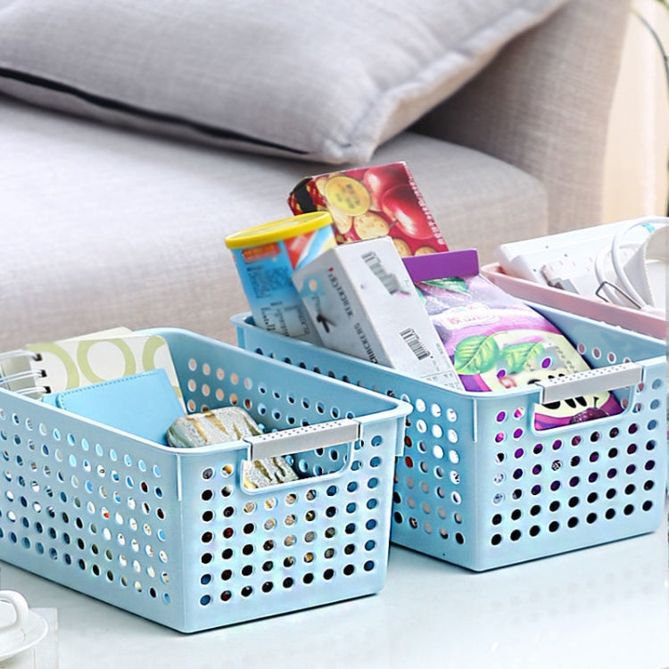 Plastic Storage Basket Desktop Sundry Organizer Frame Toys Kitchen Snacks Storage Box, Style: Deep Large Blue