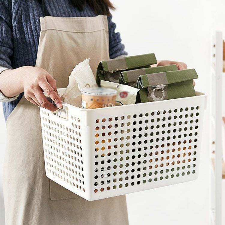 Plastic Storage Basket Desktop Sundry Organizer Frame Toys Kitchen Snacks Storage Box, Style: Deep Small White