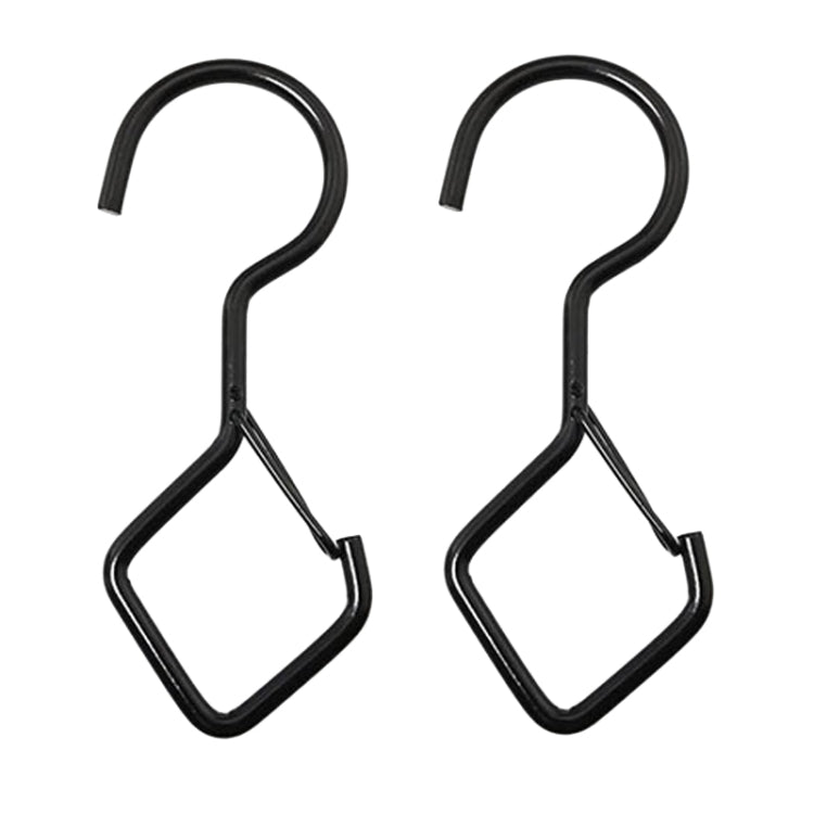 2pcs Household S Hooks For Hanging Metal Windproof Hooks With Safety Buckle, Color: Black