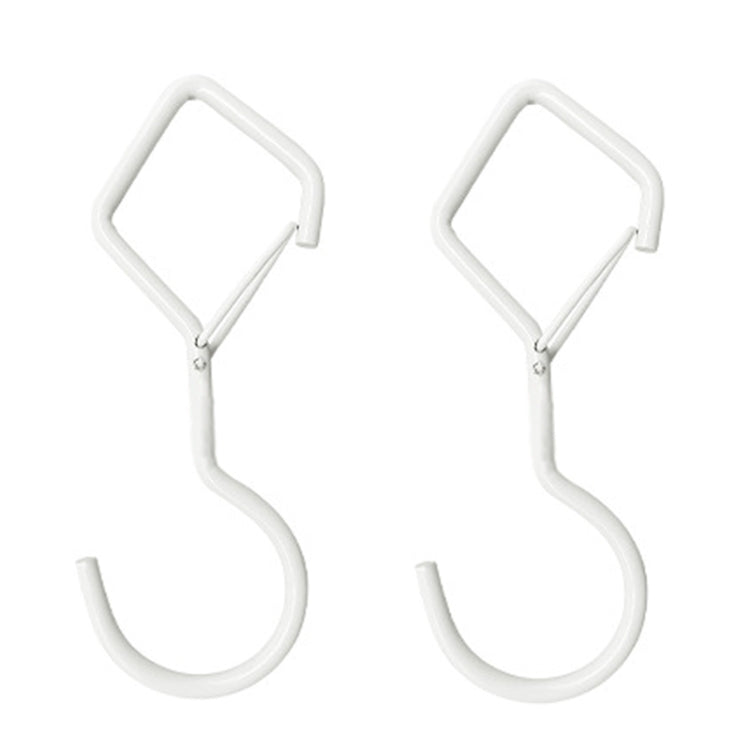 2pcs Household S Hooks For Hanging Metal Windproof Hooks With Safety Buckle, Color: White