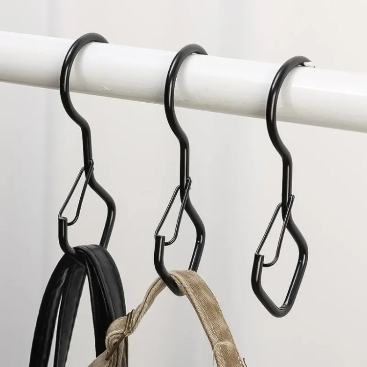 2pcs Household S Hooks For Hanging Metal Windproof Hooks With Safety Buckle, Color: White