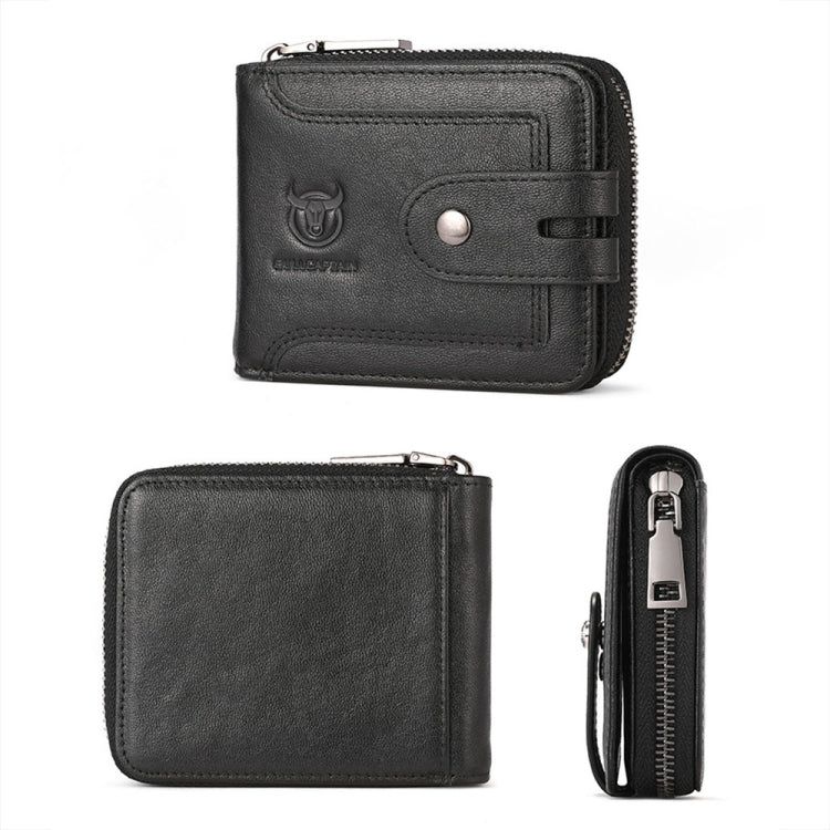 BULL CAPTAIN 232 RFID Anti-Theft Cowhide Men Zipper Wallet Vintage Business Card Holder
