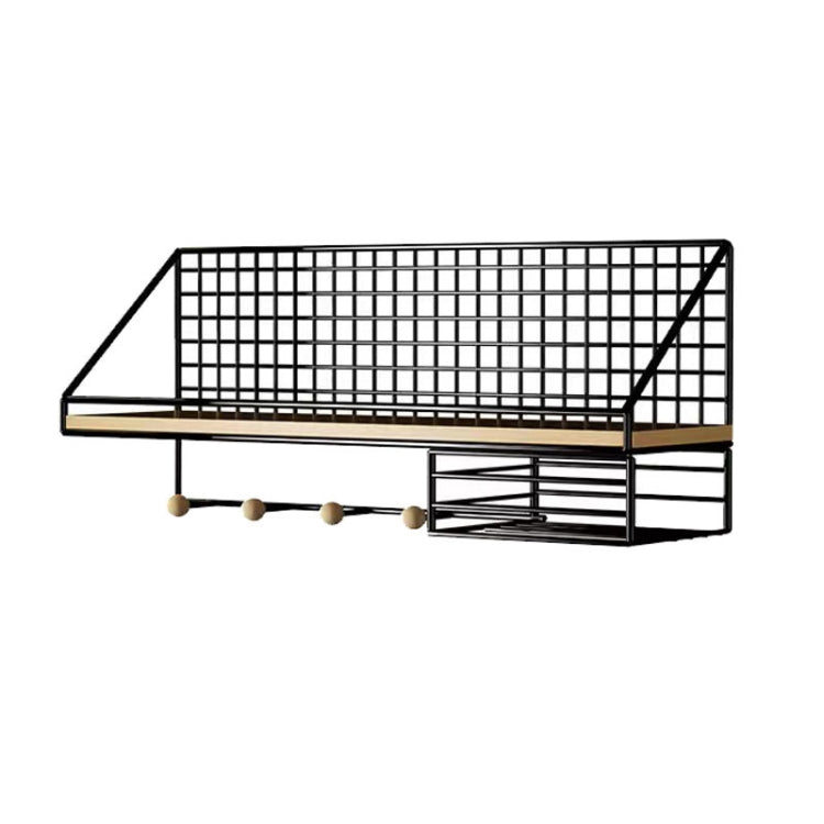 Household Large Non-Punching Organizer Wall Hanging Shelf, Style: Black Wooden Ball With Tissue Box