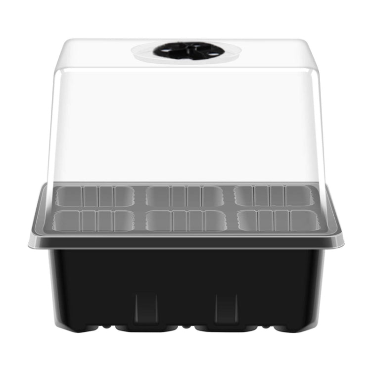 12-Hole Heightened Succulent Vegetable Seedling Pot With Lid - Black