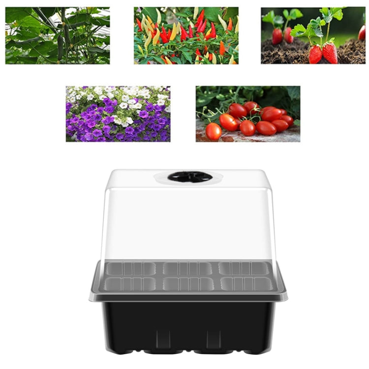 12-Hole Heightened Succulent Vegetable Seedling Pot With Lid - Black