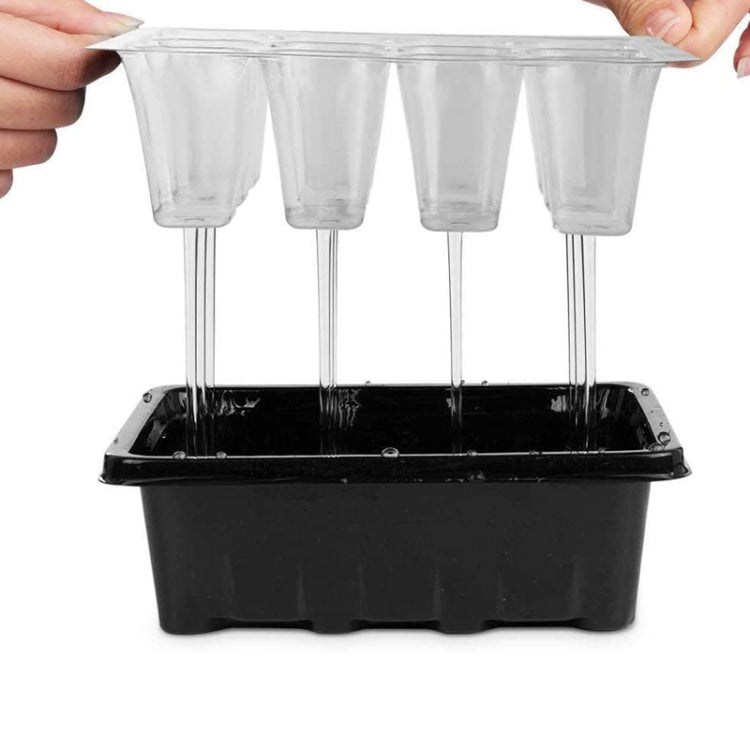 12-Hole Heightened Succulent Vegetable Seedling Pot With Lid - Black