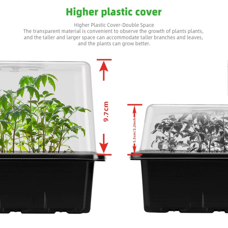 12-Hole Heightened Succulent Vegetable Seedling Pot With Lid - Black
