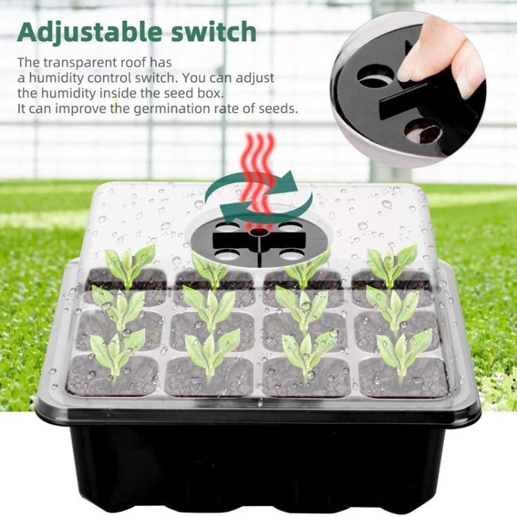 12-Hole Heightened Succulent Vegetable Seedling Pot With Lid - Black