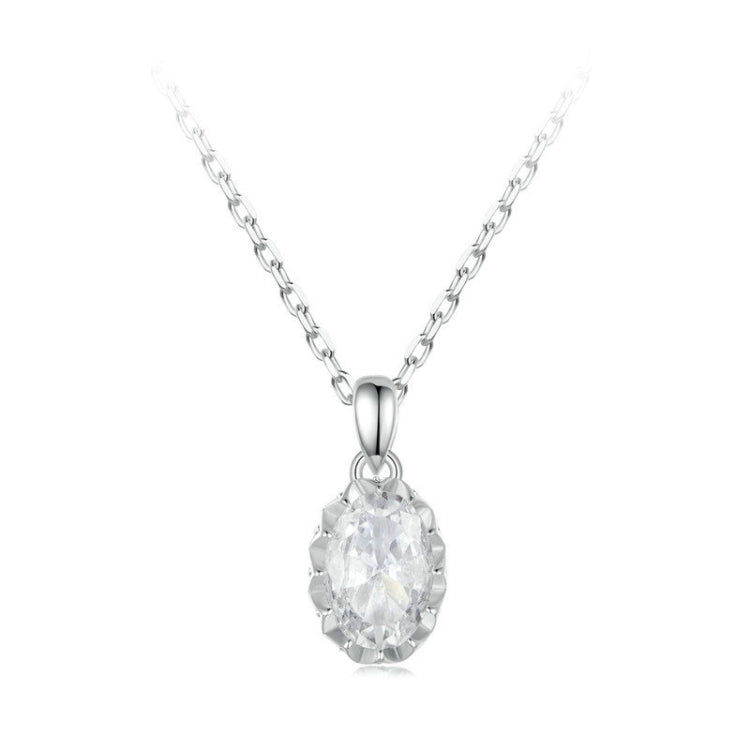 S925 Sterling Silver Platinum-plated Teardrop-shaped Moissanite Necklace - MSN035