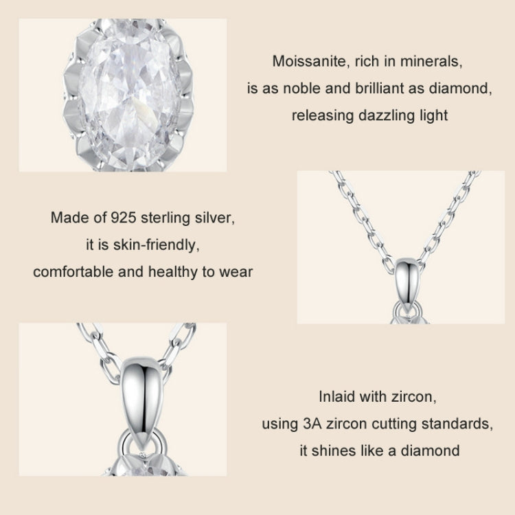 S925 Sterling Silver Platinum-plated Teardrop-shaped Moissanite Necklace - MSN035