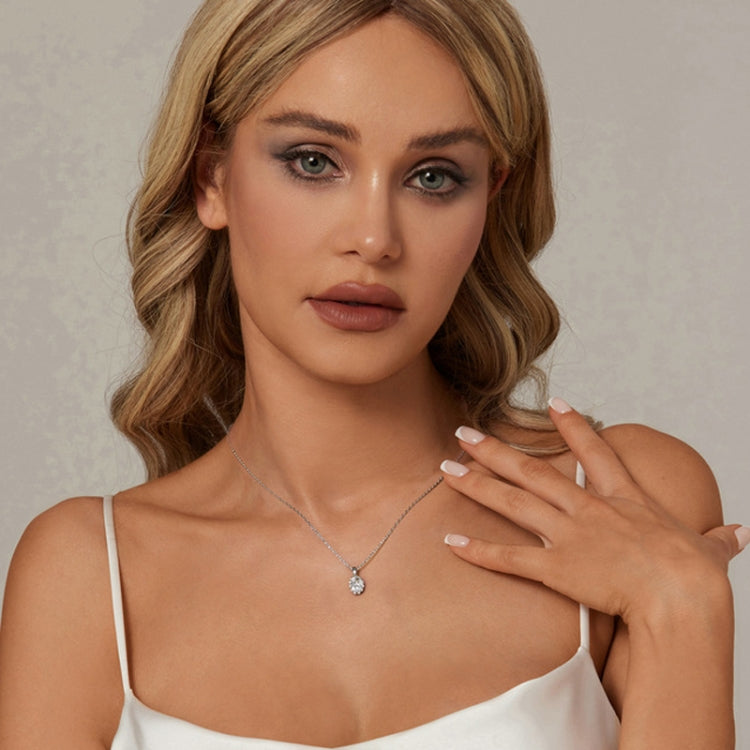 S925 Sterling Silver Platinum-plated Teardrop-shaped Moissanite Necklace - MSN035