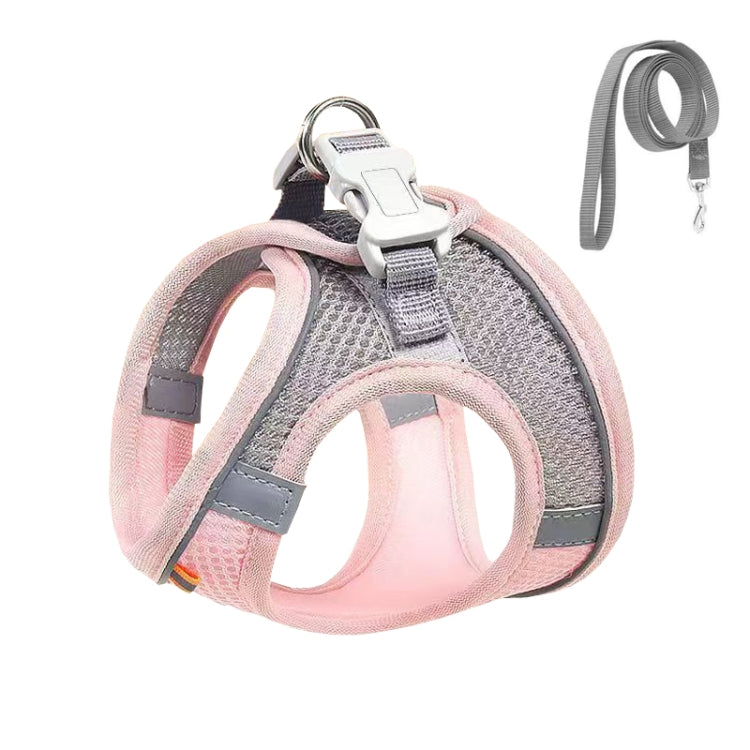 Undershirt Style Pet Chest Harness Summer Breathable Reflective Dog Leash, Style: Pink+1.5m Flat Rope