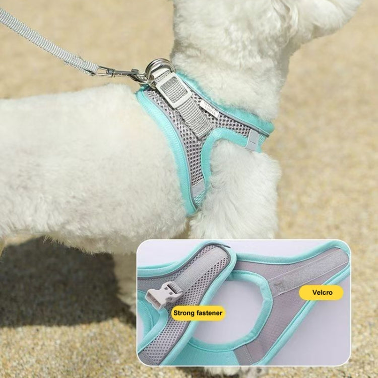 Undershirt Style Pet Chest Harness Summer Breathable Reflective Dog Leash, Style: Blue+2m Round Rope