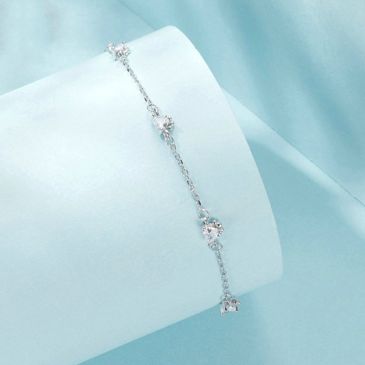 S925 Sterling Silver Platinum Plated Cute Dog Paw Bracelet - SCB271