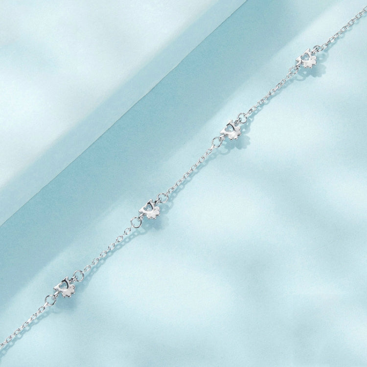 S925 Sterling Silver Platinum Plated Cute Dog Paw Bracelet - SCB271