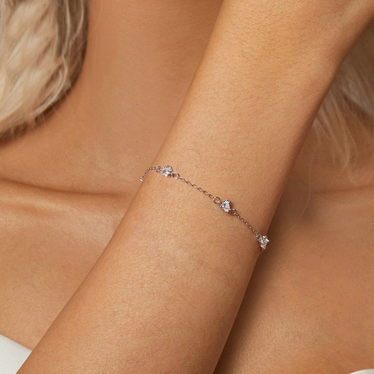 S925 Sterling Silver Platinum Plated Cute Dog Paw Bracelet - SCB271