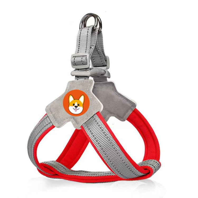 Saddle Style Pet Chest Harness Breathable Reflective Dog Leash, Style: Single Red