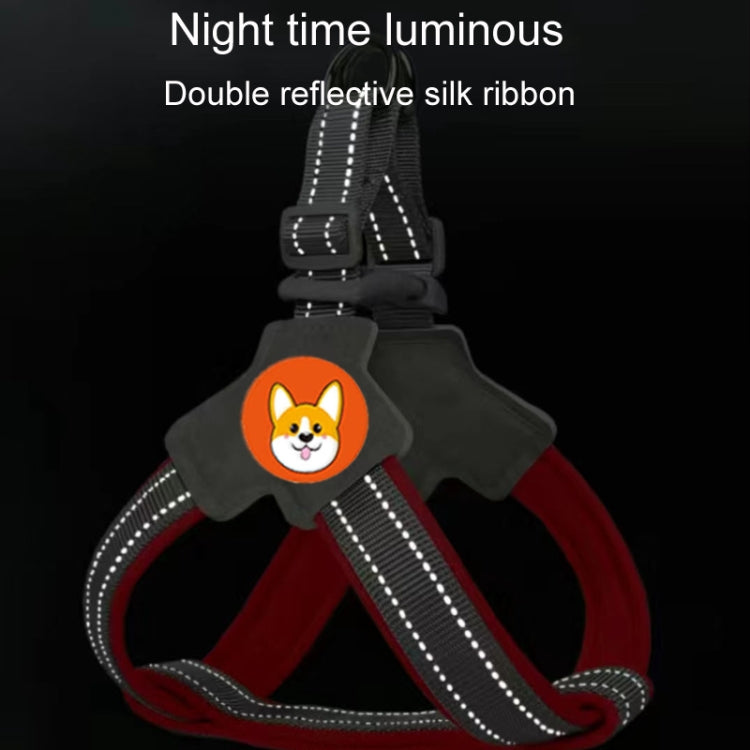 Saddle Style Pet Chest Harness Breathable Reflective Dog Leash, Style: Black+1.5m Round Rope