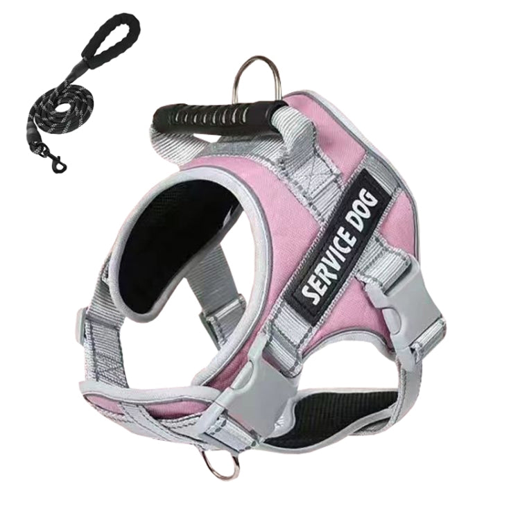 Large Dog Explosion Proof Punch Chest Harness Dog Travelling Leash, Style: Pink+1.5m Round Rope)