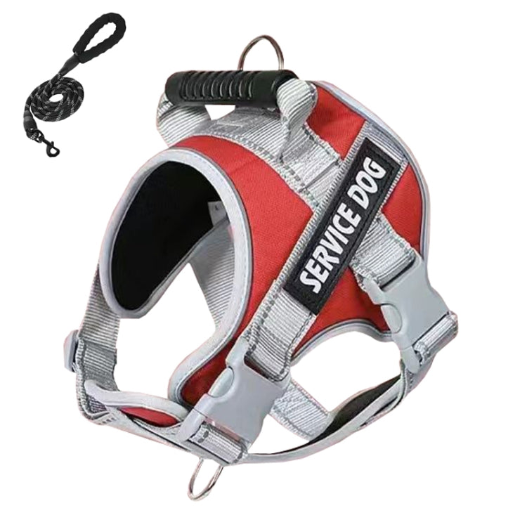 Large Dog Explosion Proof Punch Chest Harness Dog Travelling Leash, Style: Red+2m Round Rope