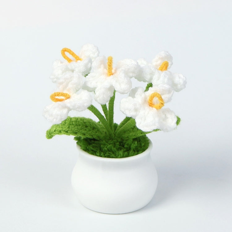 Crochet Wool Plants Faux Flowers Study Room Desktop Ornament Graduation Gift, Style: White Forget-me-not