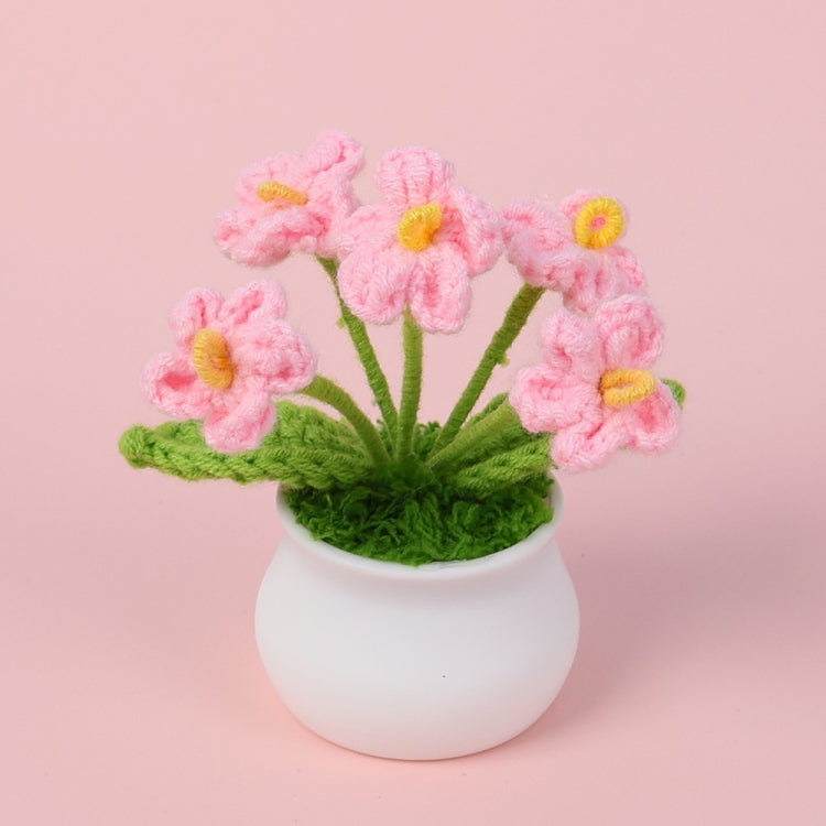 Crochet Wool Plants Faux Flowers Study Room Desktop Ornament Graduation Gift, Style: Pink Forget-me-not