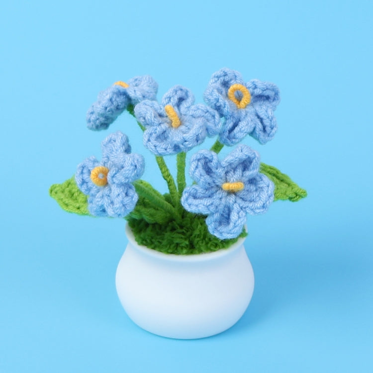 Crochet Wool Plants Faux Flowers Study Room Desktop Ornament Graduation Gift, Style: Blue Forget-me-not