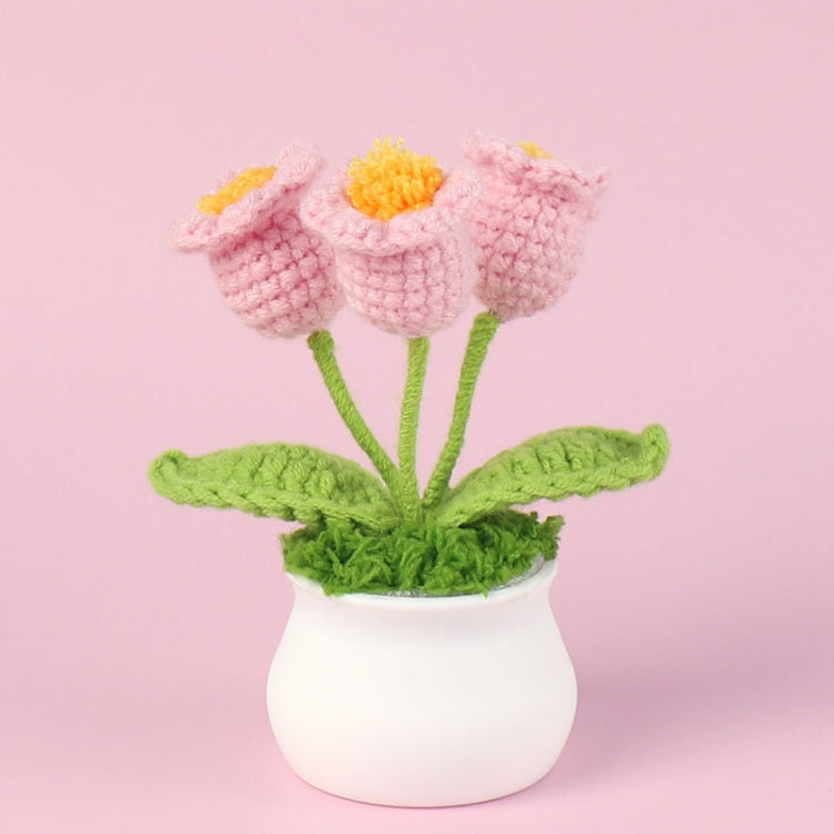 Crochet Wool Plants Faux Flowers Study Room Desktop Ornament Graduation Gift, Style: Pink Lily Of The Valley