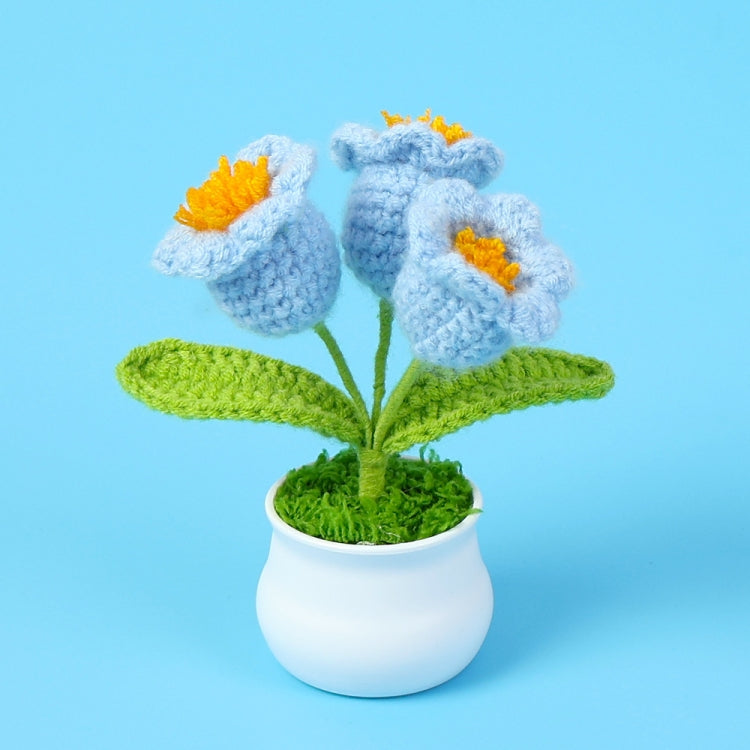 Crochet Wool Plants Faux Flowers Study Room Desktop Ornament Graduation Gift, Style: Blue Lily Of The Valley