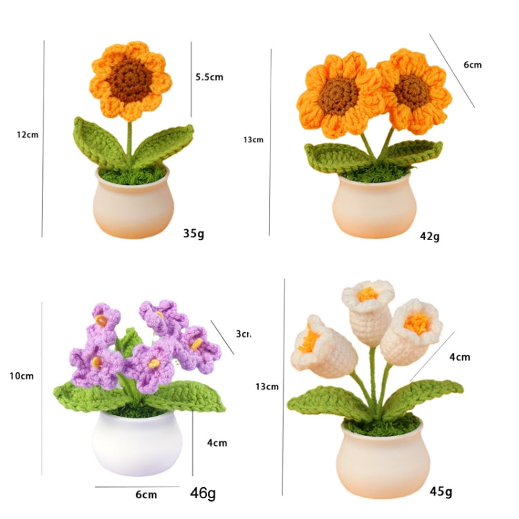 Crochet Wool Plants Faux Flowers Study Room Desktop Ornament Graduation Gift, Style: Sunflower