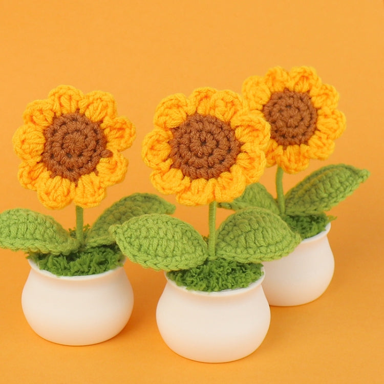 Crochet Wool Plants Faux Flowers Study Room Desktop Ornament Graduation Gift, Style: Sunflower