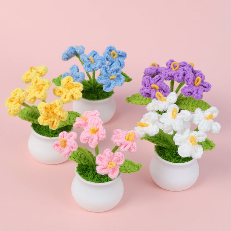 Crochet Wool Plants Faux Flowers Study Room Desktop Ornament Graduation Gift, Style: White Forget-me-not