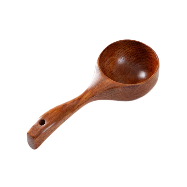 Household Wooden Long Handle Large Soup Spoon Eating Noodle Spoon Water Scoop, Material: Tanoak  - Old Lacquer Color