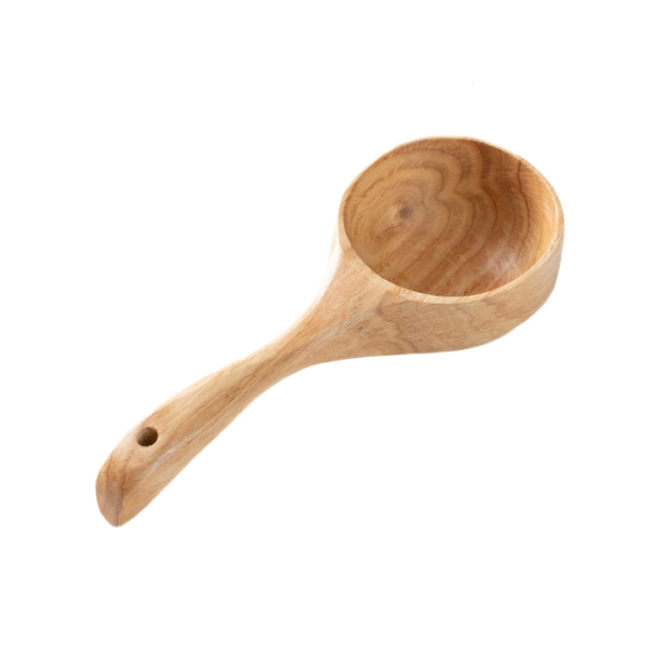 Household Wooden Long Handle Large Soup Spoon Eating Noodle Spoon Water Scoop, Material: Tanoak  - Original Color